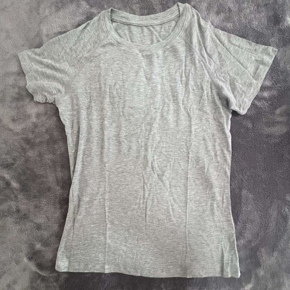 DWNVAL Gray Short Sleeve Crew Neck Stretch Knit T-Shirt Women's Size S